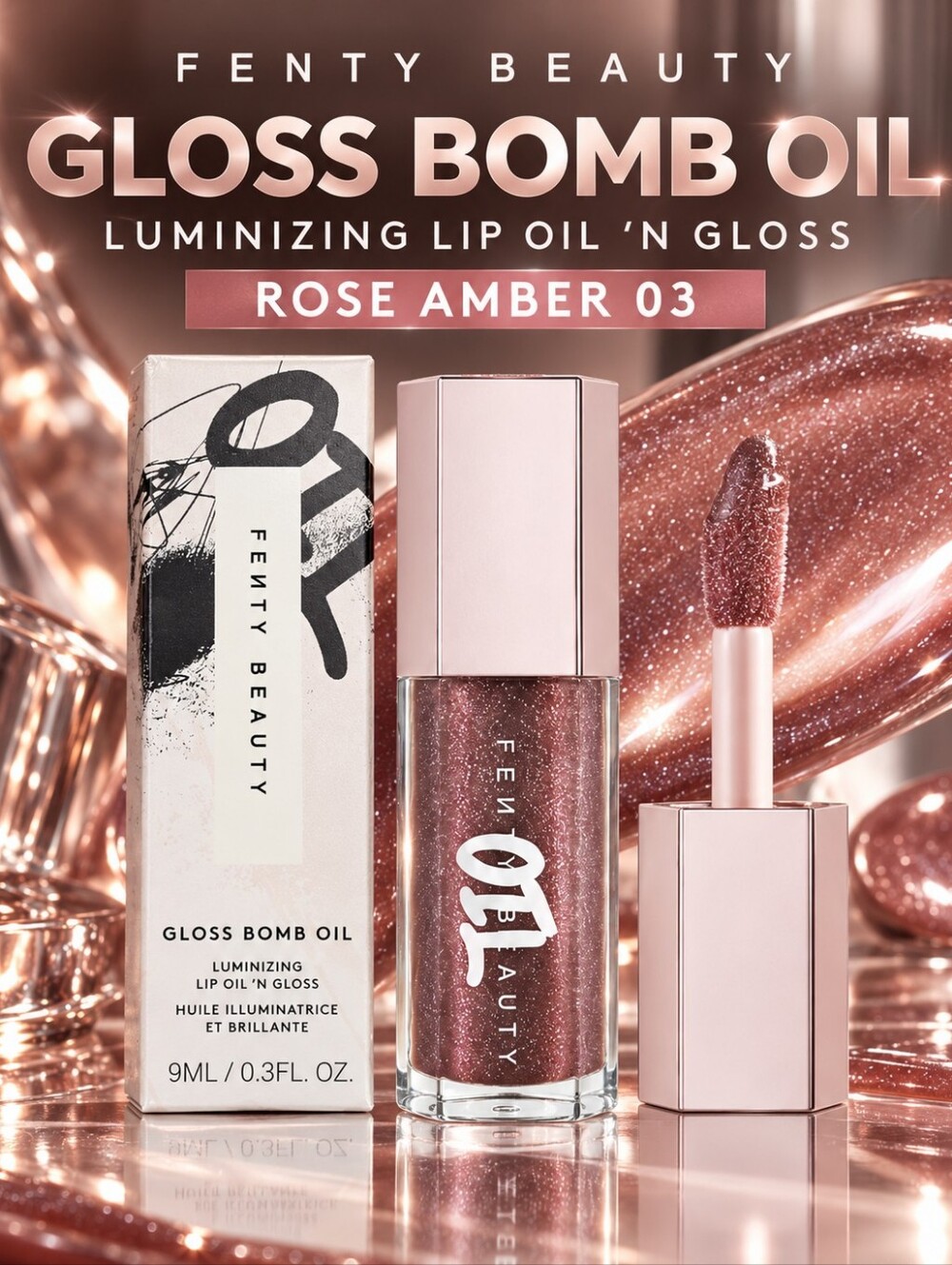 Fenty Beauty Gloss Bomb Oil Luminizing Lip Oil ’N Gloss – Rose Amber 03